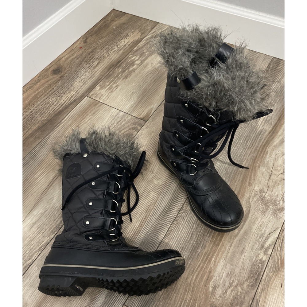 Womens Sorel Winter Boots Waterproof Black Tofino II Lace Up Size 6